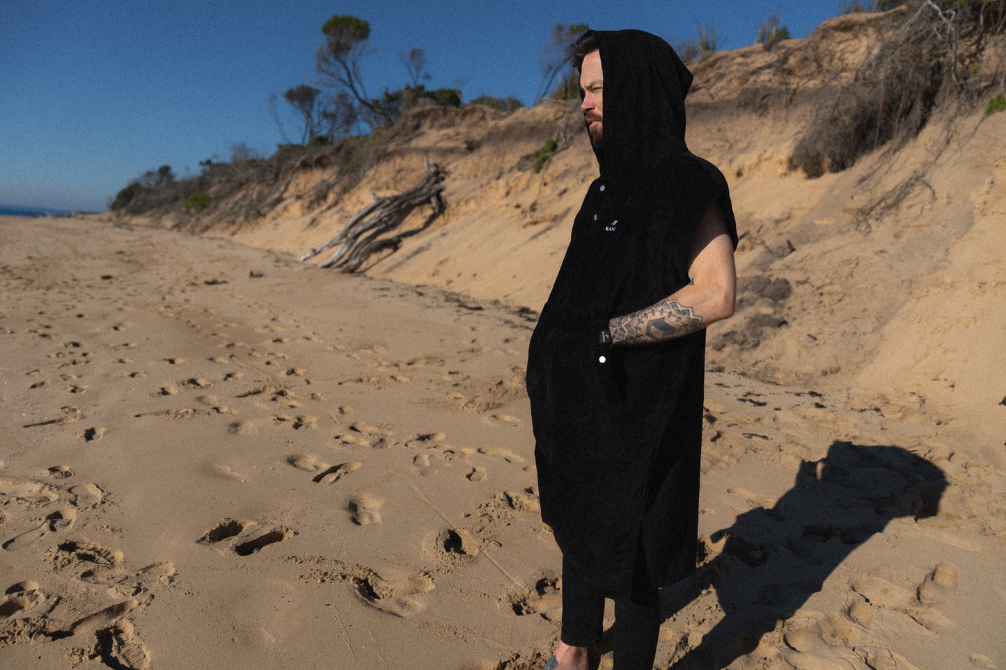 Black Premium Hooded Towel Cotton Velour 340GSM