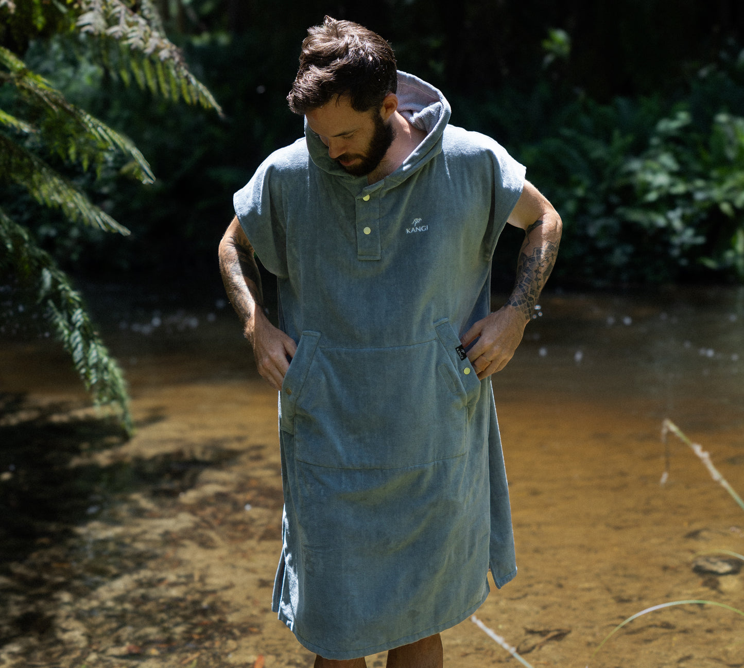 Light Blue Premium Hooded Towel Cotton Velour 340GSM