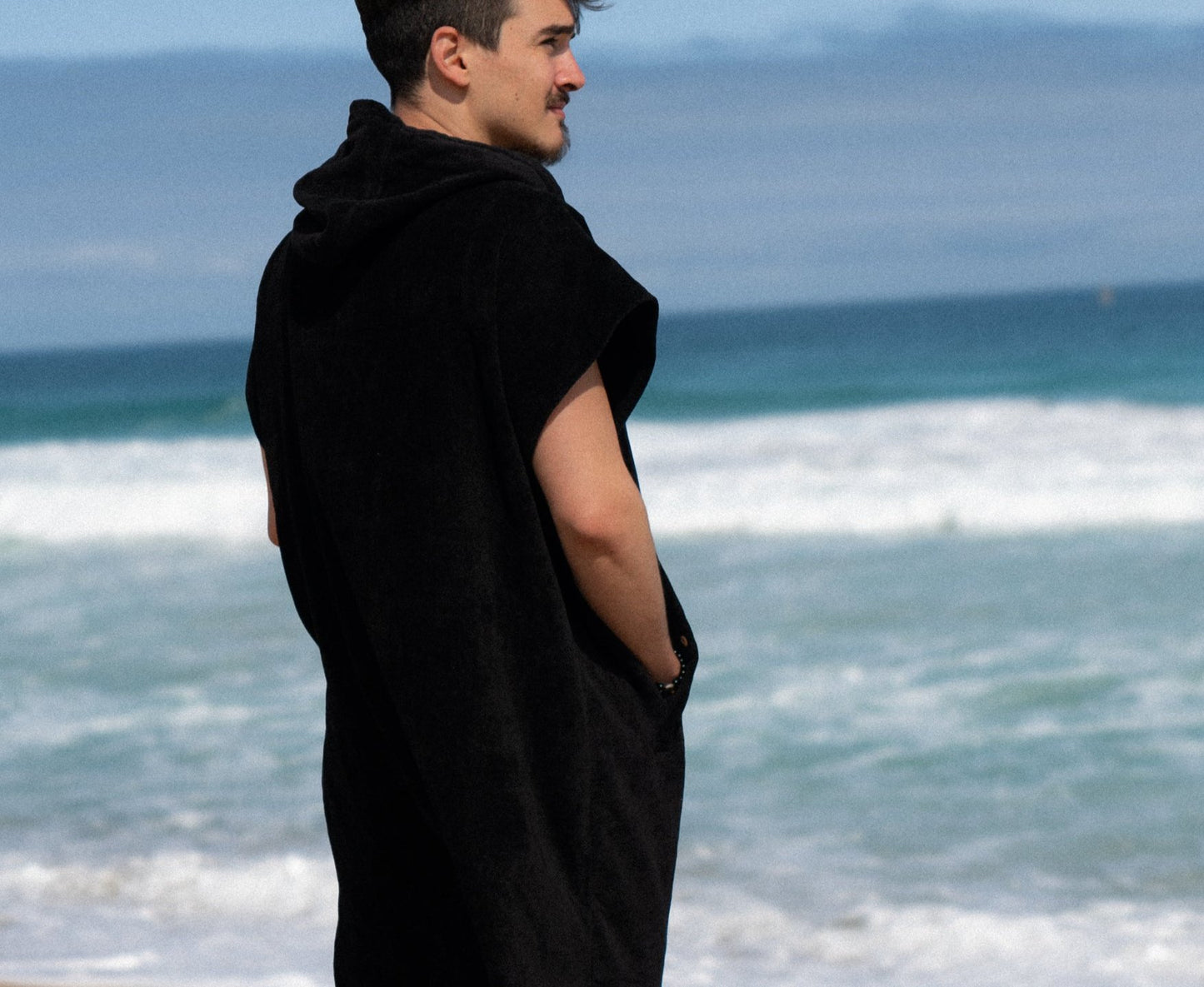 Black Premium Hooded Towel Cotton Velour 340GSM