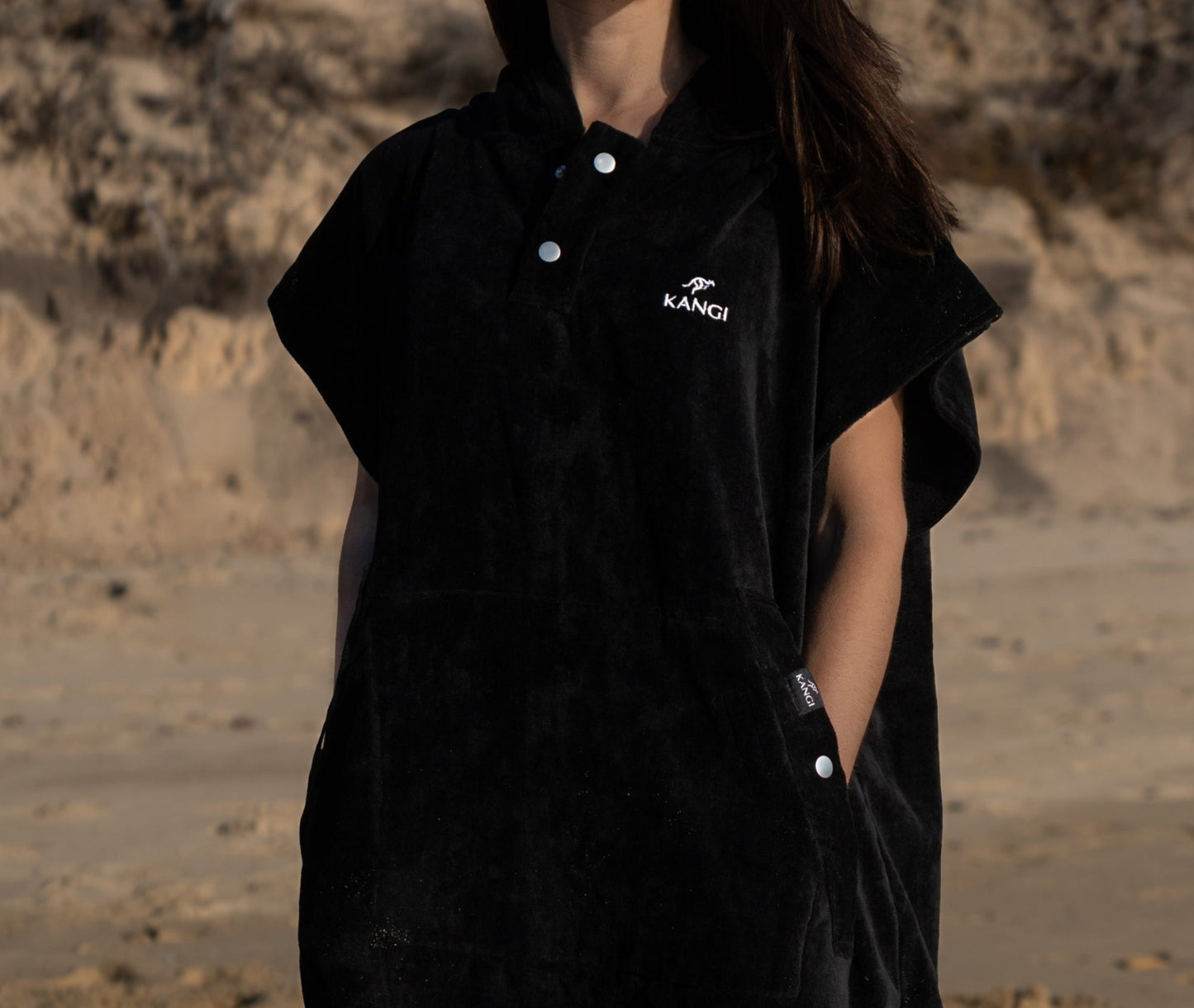 Black Premium Hooded Towel Cotton Velour 340GSM