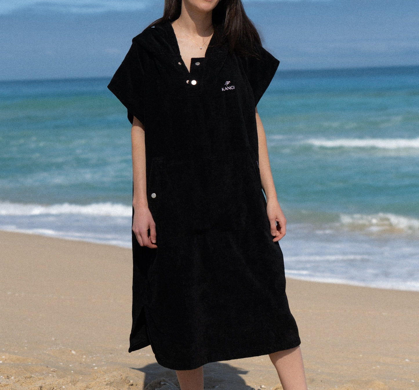 Black Premium Hooded Towel Cotton Velour 340GSM