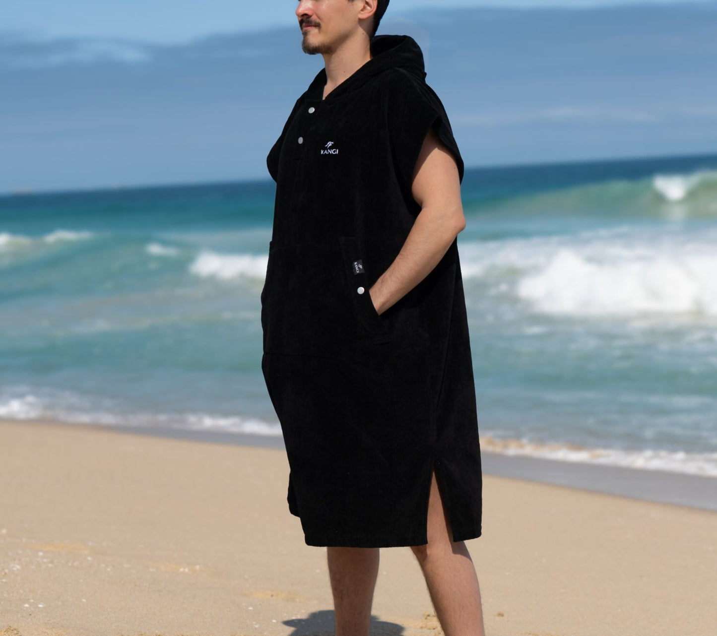 Black Premium Hooded Towel Cotton Velour 340GSM