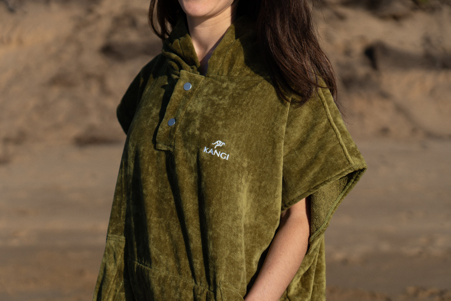 Olive Premium Hooded Towel Cotton Velour 340GSM