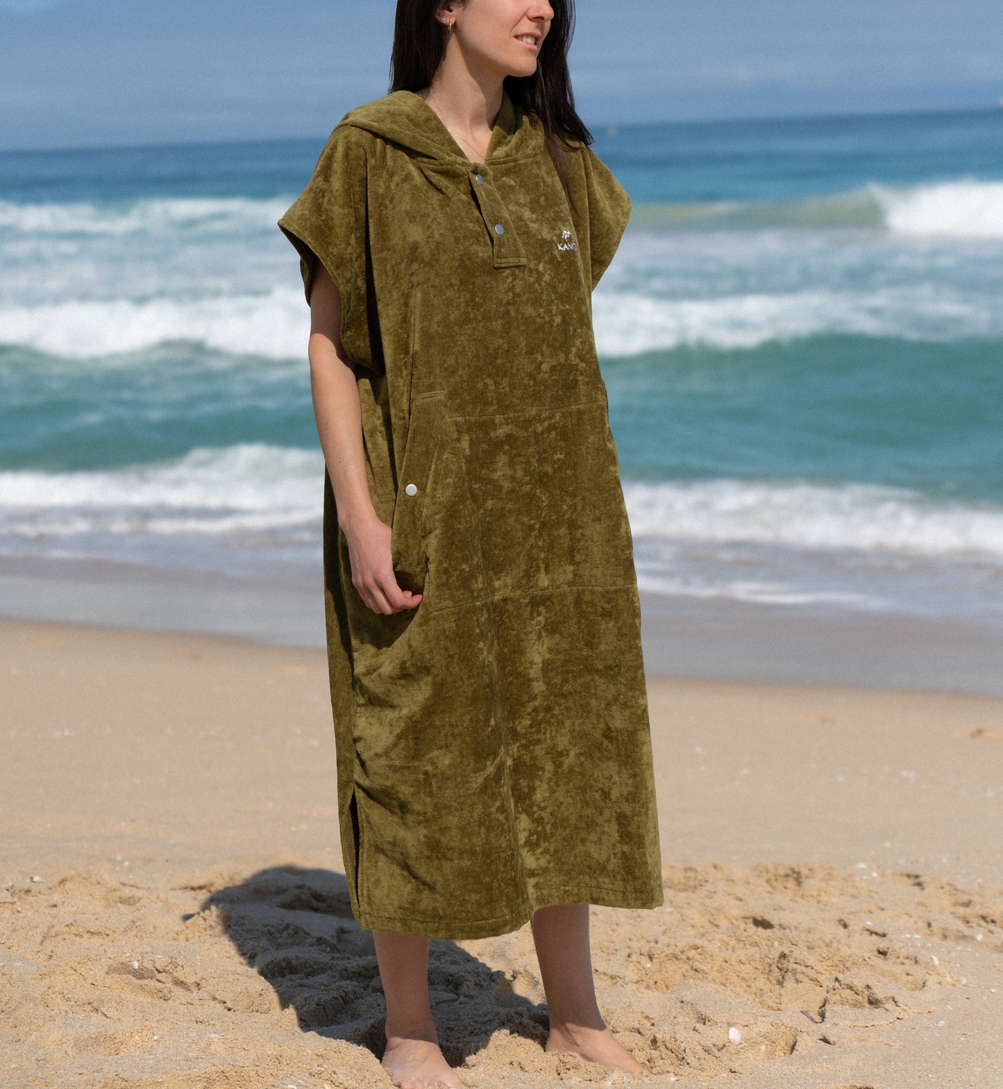 Olive Premium Hooded Towel Cotton Velour 340GSM