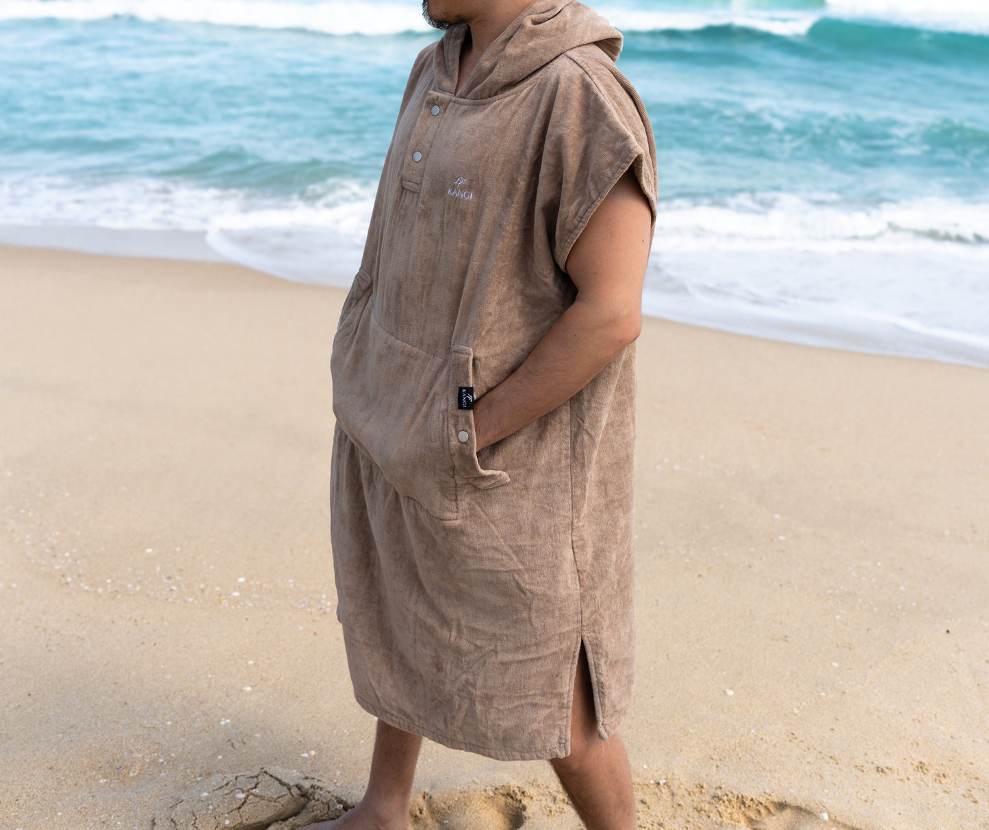 Sand Premium Hooded Towel Cotton Velour 340GSM