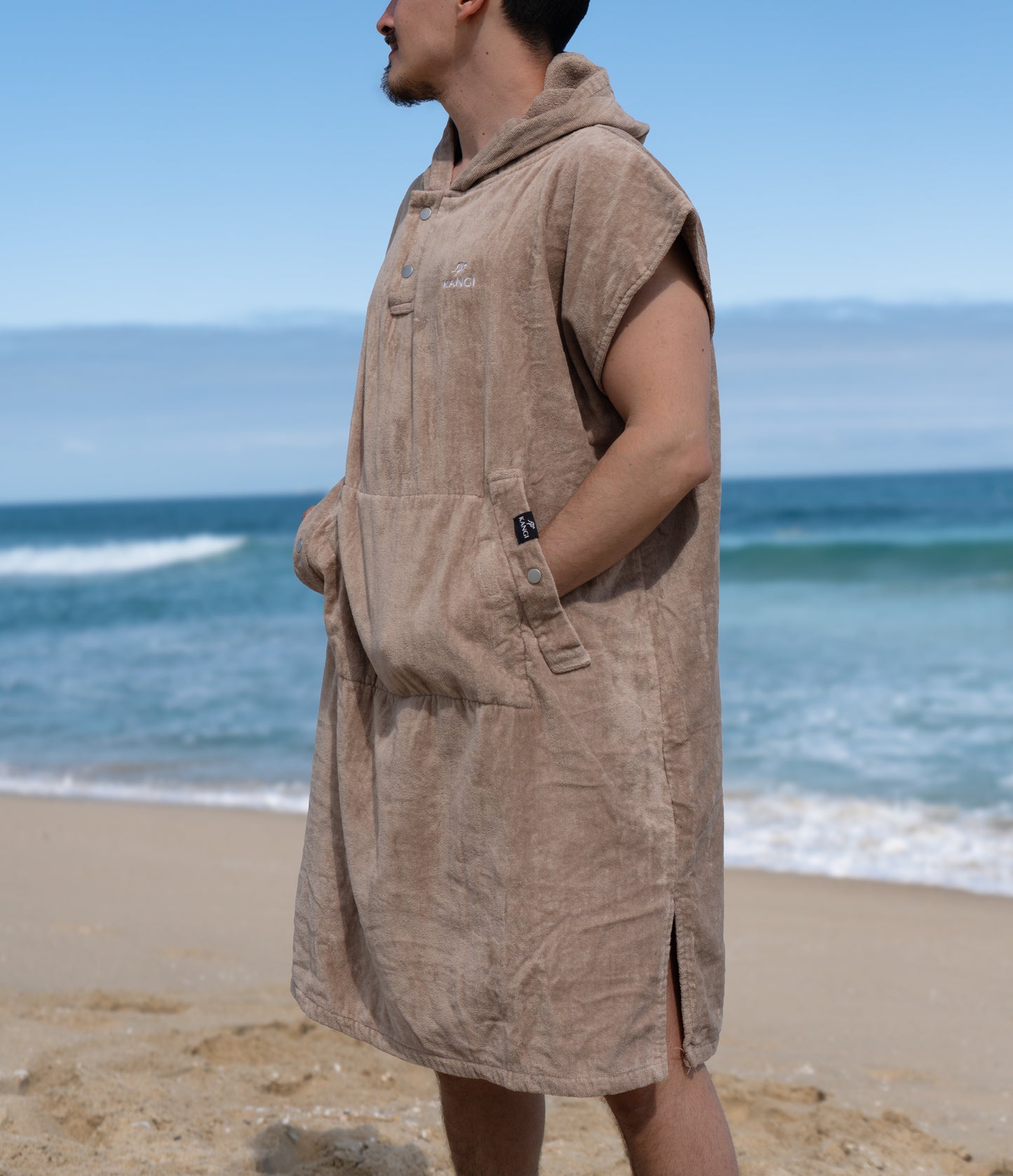 Sand Premium Hooded Towel Cotton Velour 340GSM