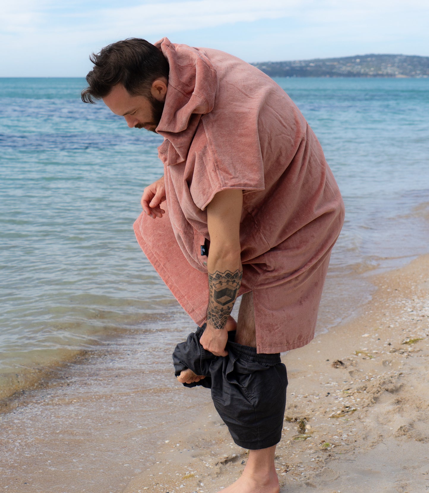 Coral Pink Premium Hooded Towel Cotton Velour 340GSM