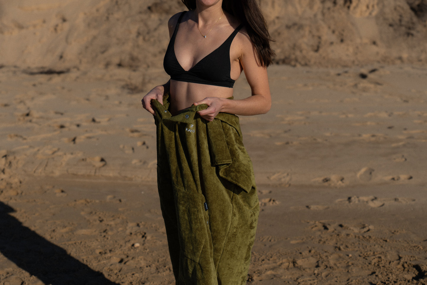 Olive Premium Hooded Towel Cotton Velour 340GSM