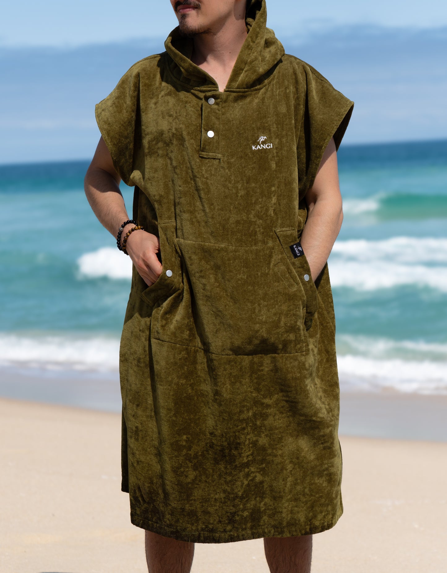 Olive Premium Hooded Towel Cotton Velour 340GSM