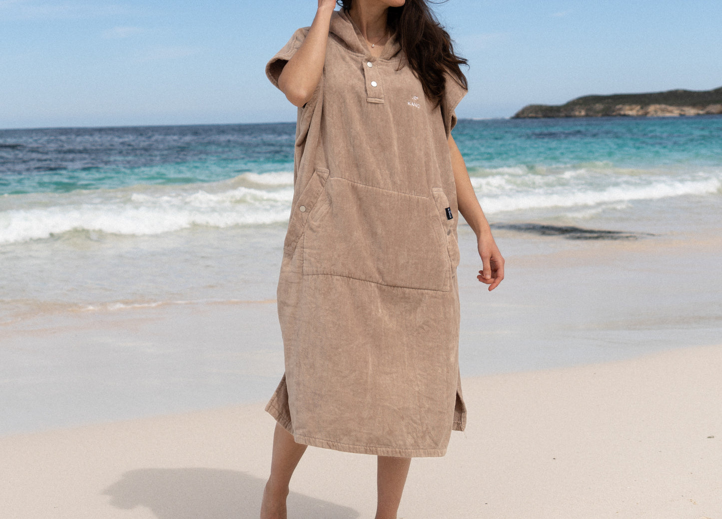 Sand Premium Hooded Towel Cotton Velour 340GSM