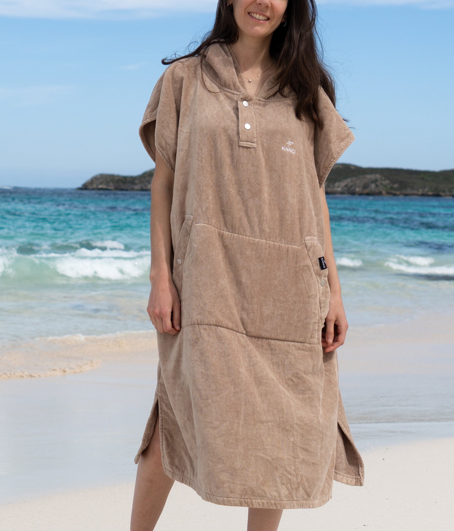 Sand Premium Hooded Towel Cotton Velour 340GSM