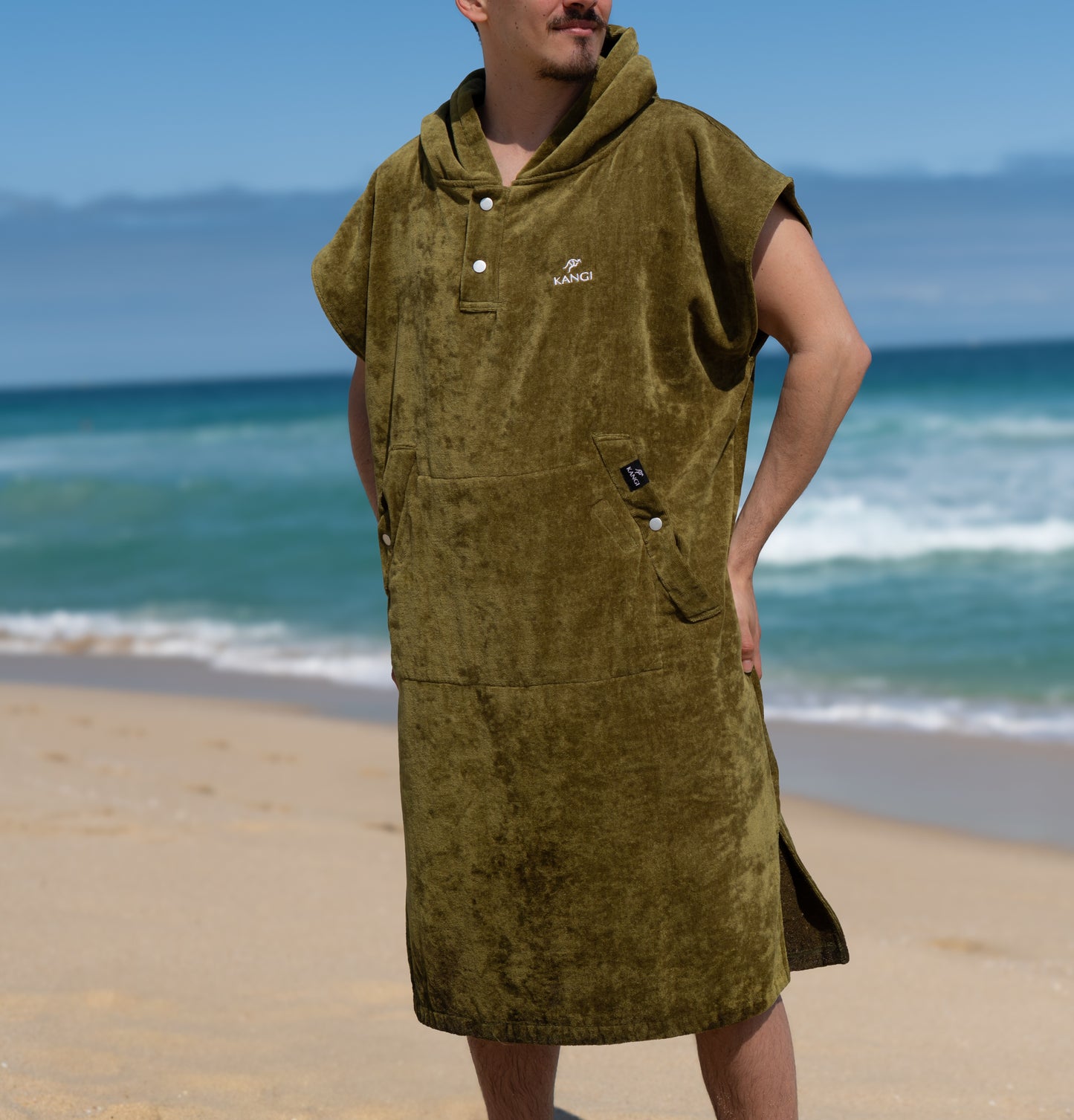 Olive Premium Hooded Towel Cotton Velour 340GSM