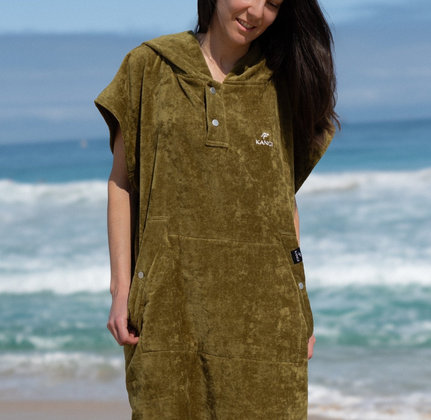 Olive Premium Hooded Towel Cotton Velour 340GSM