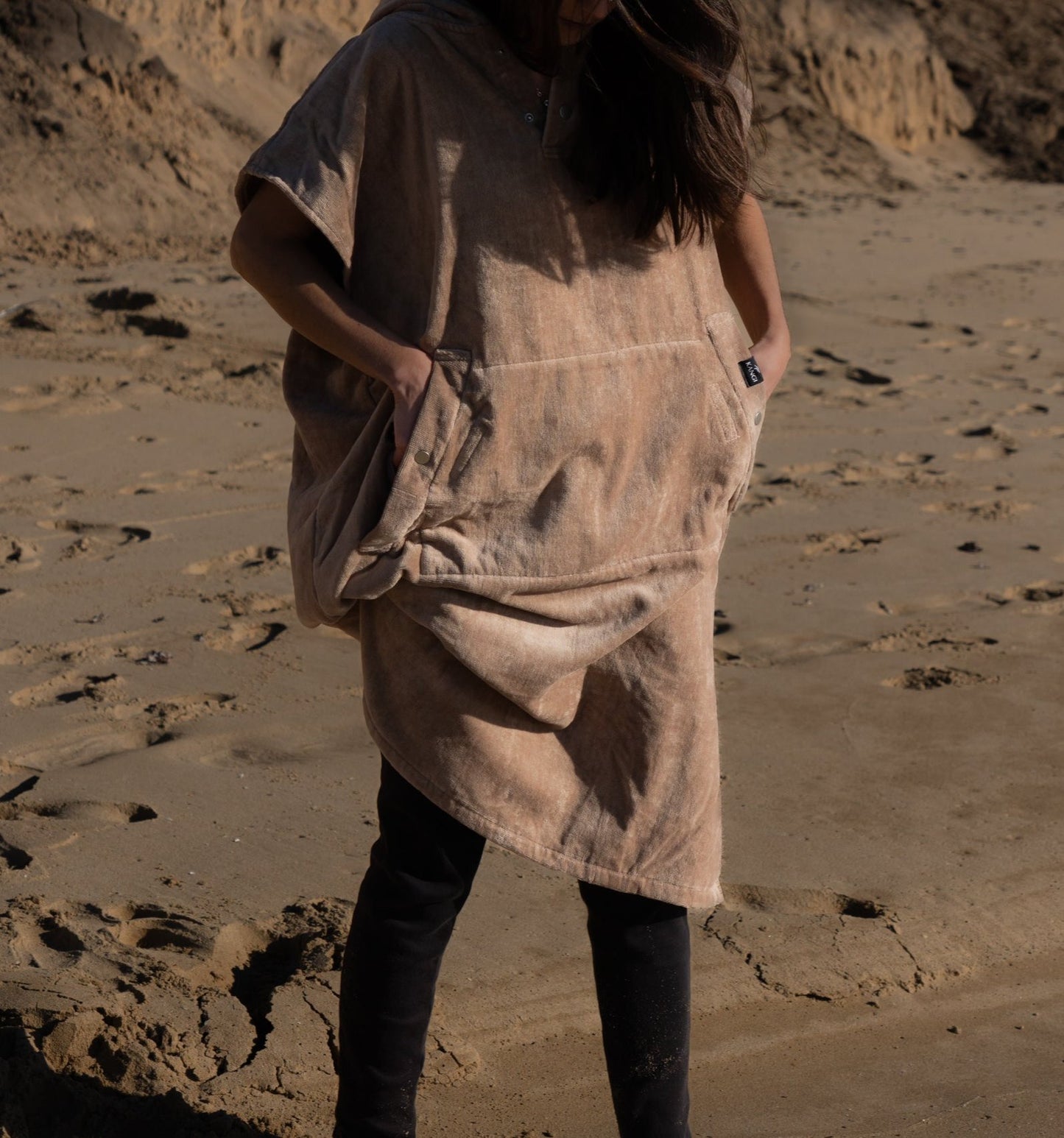 Sand Premium Hooded Towel Cotton Velour 340GSM