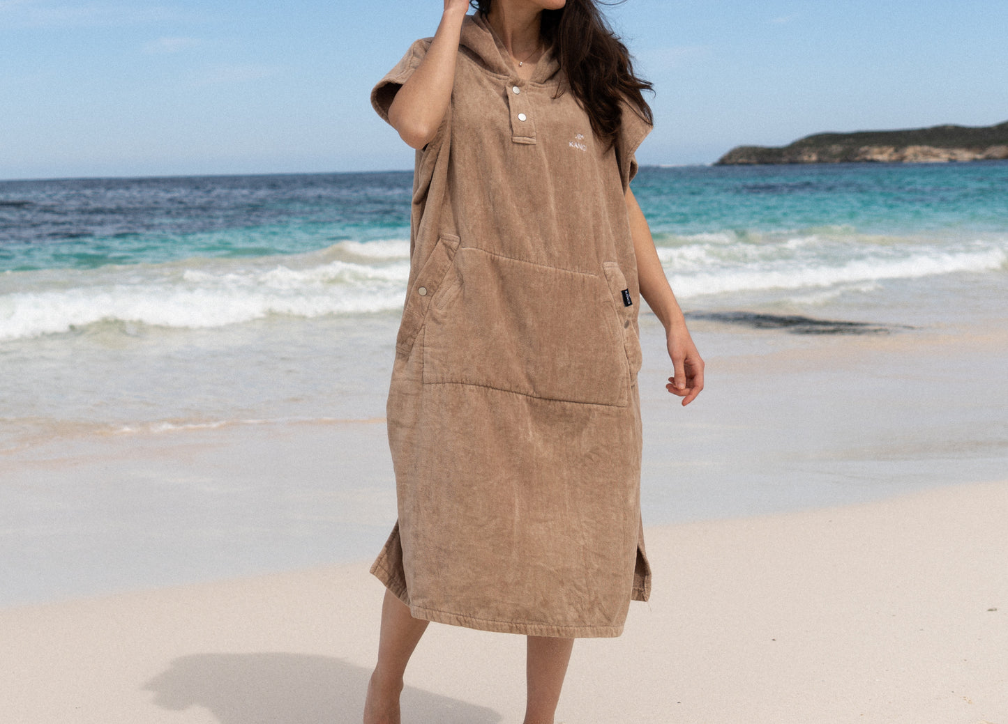 Sand Premium Hooded Towel Cotton Velour 340GSM