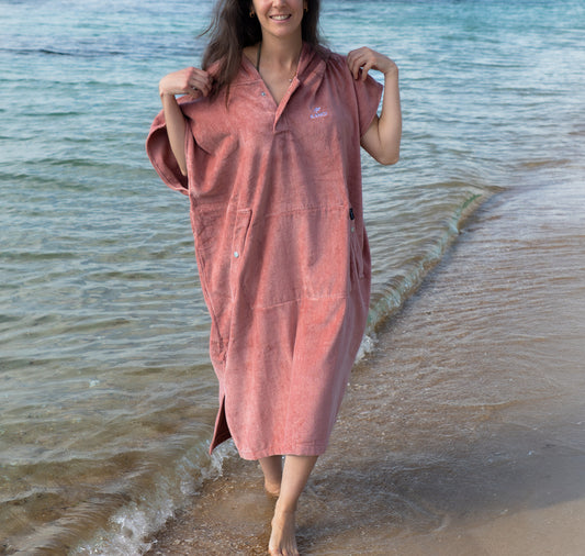 Coral Pink Premium Hooded Towel Cotton Velour 340GSM
